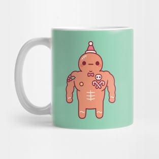 Funny Muscular Gingerbread Man With Christmas Tattoos Mug